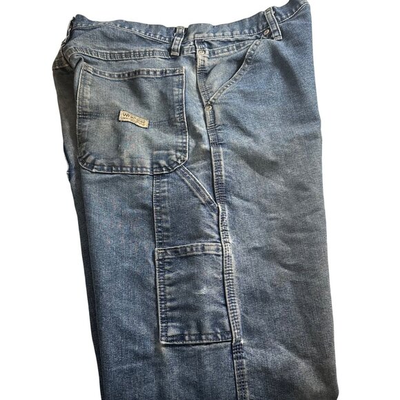 Authentic Issue Thrashed Wrangler Mens Relaxed Denim Carpenter Jeans SZ 32x34 - Picture 10 of 16